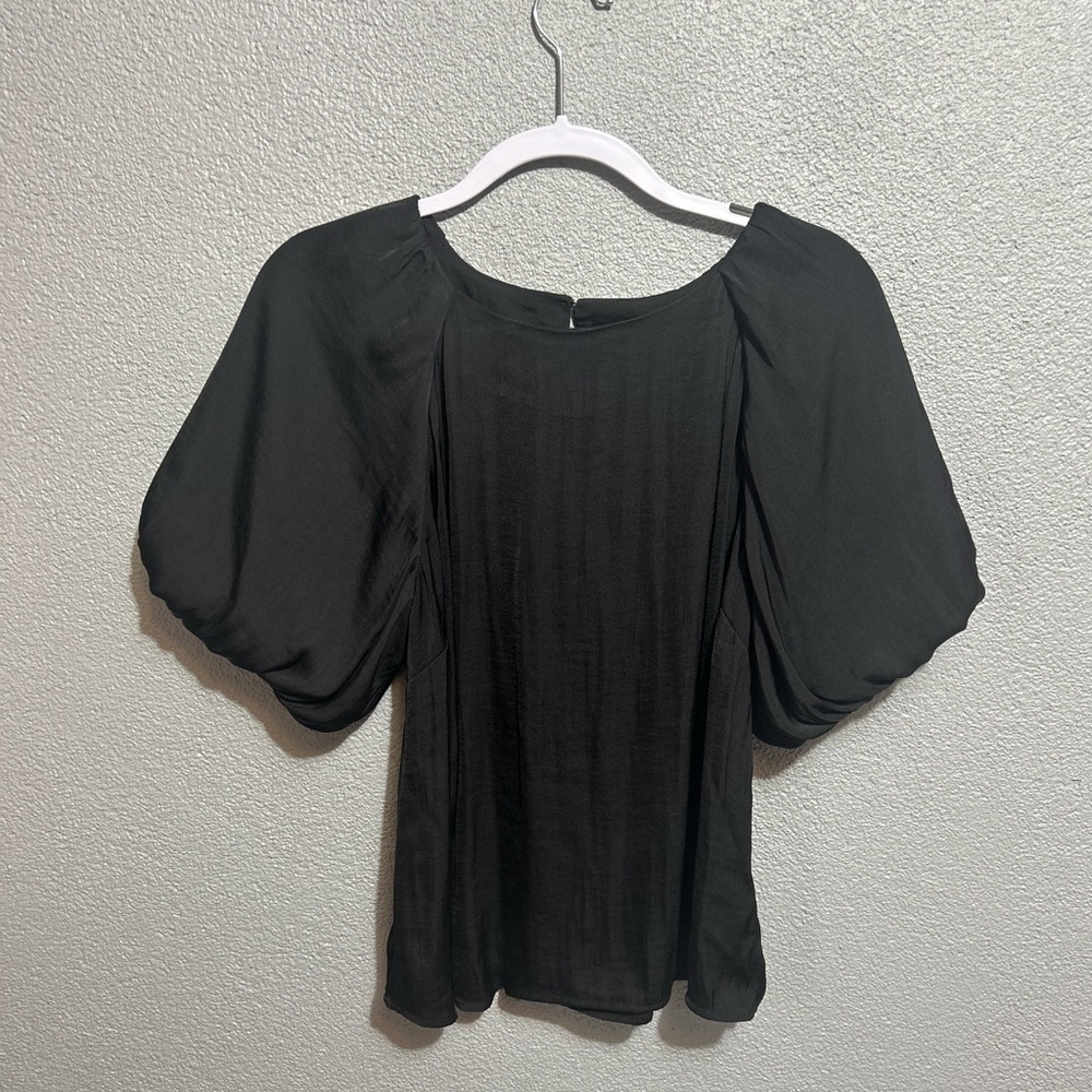 Loft black bubble sleeve top size large